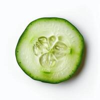 Close up of a fresh green cucumber slice photo