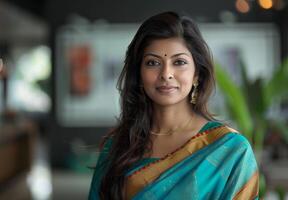 Elegant woman in traditional indian attire photo