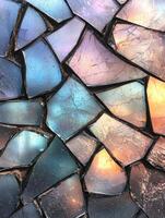 Shattered glass mosaic with iridescent colors photo