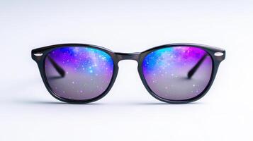 Cosmic sunglasses with galaxy reflection photo