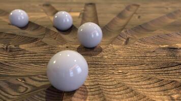 3D Satisfying marble balls illusion loop animation on wooden board Close up video