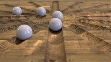 Trendy 3D Satisfying loop animation marble balls illusion on wooden board Close up video