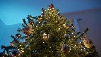Low Angle Of Christmas Tree Seen From Below In The Room video