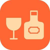Wine Bottle and Glass Icon Design vector