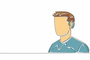Single continuous line drawing man using hearing aid. Bad habits repeat themselves. Taking advantage of technological advances. Amplify sound. World Hearing Day. One line design illustration vector