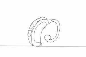 Continuous one line drawing hearing aid technology. Solution for anyone who is hard of hearing. Technological advancement. Amplify sound. World Hearing Day. Single line draw design illustration vector