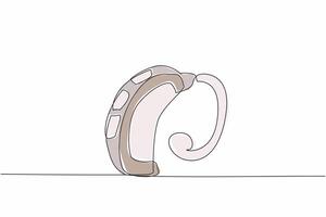 Continuous one line drawing hearing aid technology. Solution for anyone who is hard of hearing. Technological advancement. Amplify sound. World Hearing Day. Single line draw design illustration vector