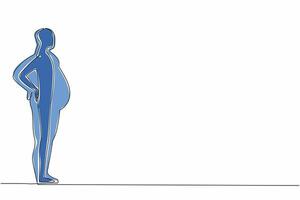 Continuous one line drawing silhouette of a slim body man inside a fat body silhouette. Dream of having an ideal body. More exercise. World Obesity Day. Single line draw design illustration vector
