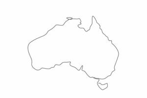 Continuous one line drawing map of Australia continent. Countries located in the southern hemisphere. Famous for its unique flora and fauna. Australia Day. Single line draw design illustration vector