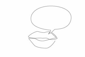 Single continuous line drawing lips with callout. Communication, expression, and the power of words. Act of speaking. Sharing. International Mother Language Day. One line design illustration vector