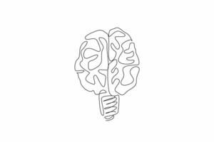 Single one line drawing brain becomes bulb lamp. The birth of ideas and the potential for innovation. A mind illuminated by inspiration. World Thinking Day. Continuous line design graphic illustration vector