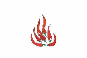 Continuous one line drawing several chilies arranged in the shape of fire. A fiery passion fueled by the intensity. The spirit. Desire. National Chili Day. Single line draw design illustration vector