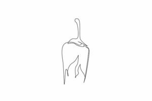 Single continuous line drawing shape of a chili pepper with flames emerging from its base. The chili pepper associated with spice and passion. National Chili Day. One line design illustration vector
