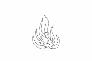 Continuous one line drawing several chilies arranged in the shape of fire. A fiery passion fueled by the intensity. The spirit. Desire. National Chili Day. Single line draw design illustration vector