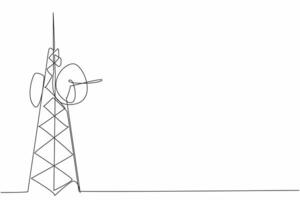 Single continuous line drawing a radio tower stands tall against the sky. The infrastructure and technology behind radio broadcasting. Connecting. World Radio Day. One line design illustration vector