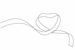 Single continuous line drawing a ribbon forms a heart shape. Concern for patients suffering from cancer. Symbolizes love, support. Awareness. National Wear Red Day. One line design illustration vector