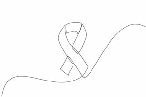Single continuous line drawing a ribbon forms the cancer campaign symbol in purple. Symbol. Sign. Commemorating and inviting people to care more. World Cancer Day. One line design illustration vector