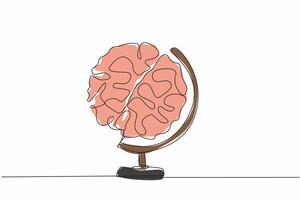 World Logic Day. Single continuous line drawing of earth globe replaced by human brain. Save the earth campaign with innovative idea concept. Annual international celebration event. Graphic design art vector
