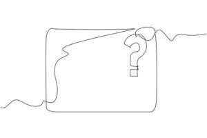 National Trivia Day. One single line drawing of rectangle with question mark hanging. Challenge a trivia contest, host one at home or attend a trivia night. Celebrate annual event. illustration vector