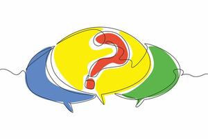 Single line drawing of callouts with question mark inside. National Trivia Day. Trivia games train the brain and expose to new information, improve cognitive skill, problem solving, creativity, memory vector