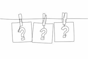 National Trivia Day. Reminders note paper with question mark written inside, hanging with cloth pin on clothesline. Celebrating annual event concept. design illustration art. vector