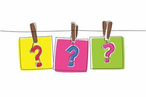 National Trivia Day. Reminders note paper with question mark written inside, hanging with cloth pin on clothesline. Celebrating annual event concept. design illustration art. vector