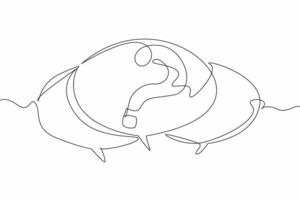 Single line drawing of callouts with question mark inside. National Trivia Day. Trivia games train the brain and expose to new information, improve cognitive skill, problem solving, creativity, memory vector