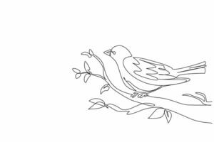 Single line drawing of cute beauty bird perched at lush tree branch and chirped beautiful tone. National Bird Day. Annual international celebration event. illustration graphic art design vector