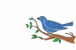 Single line drawing of cute beauty bird perched at lush tree branch and chirped beautiful tone. National Bird Day. Annual international celebration event. illustration graphic art design vector