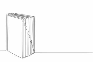 National Thesaurus Day. One continuous line drawing of standing thick dictionary book with some bookmarks. College educational concept. Single line illustration graphic design artwork vector