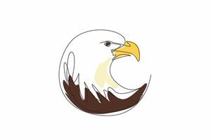 One single line drawing of rounded elegant eagle head for company logo and mascot. Template for logotype, emblem, insignia, icon and symbol. National Bird Day. illustration graphic design vector