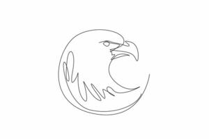 One single line drawing of rounded elegant eagle head for company logo and mascot. Template for logotype, emblem, insignia, icon and symbol. National Bird Day. illustration graphic design vector