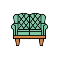 The sofa couch icon design merges simplicity with a modern and functional graphic concept vector