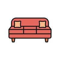 Sofa couch icon design integrates contemporary style with a simple graphic concept vector
