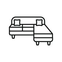 The sofa couch icon design embodies a clean, modern look with a simple graphic concept vector