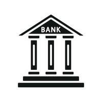The design of the bank building icon highlights a straightforward and modern graphic concept vector