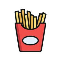 A creatively illustrated fried fries food icon blending basic design elements with a contemporary graphic style vector