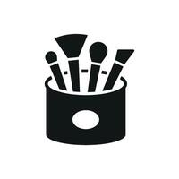 A makeup brush set beauty icon with a clean and simple design that embodies modern graphic concepts vector