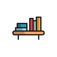 A clean and contemporary graphic representation of a bookshelf icon vector