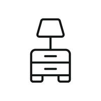 A clean and contemporary graphic representation of a bedside table icon vector