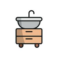 A clean and contemporary graphic representation of a sink set icon vector
