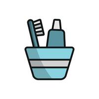 A simple and stylish graphic representation of a toothpaste and toothbrush set icon vector