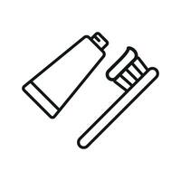 A clean and contemporary graphic representation of a toothpaste and brush icon vector