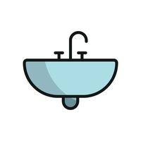 The design of the sink icon showcases a contemporary and simple concept graphic vector