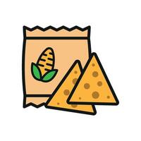 The corn chip icon design features a minimalist and contemporary graphic concept vector