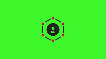 A green background with a black and red logo, symbolizing modern branding and design concepts. video