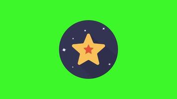 A flat icon of a star on a green background, ideal for design, animation, and digital content creation. video