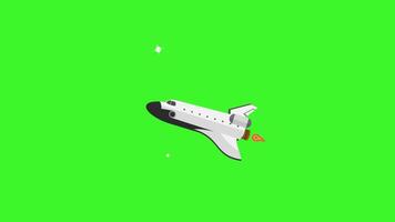Space shuttle on green screen and rocket icon animation, symbolizing space exploration and technology. video
