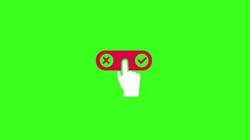 A hand pressing a button on a green screen, icon animation representing action and interaction for ads. video