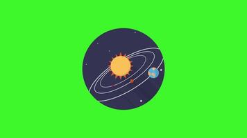 An animated illustration of the solar system, icon animation representing planets and space exploration. video